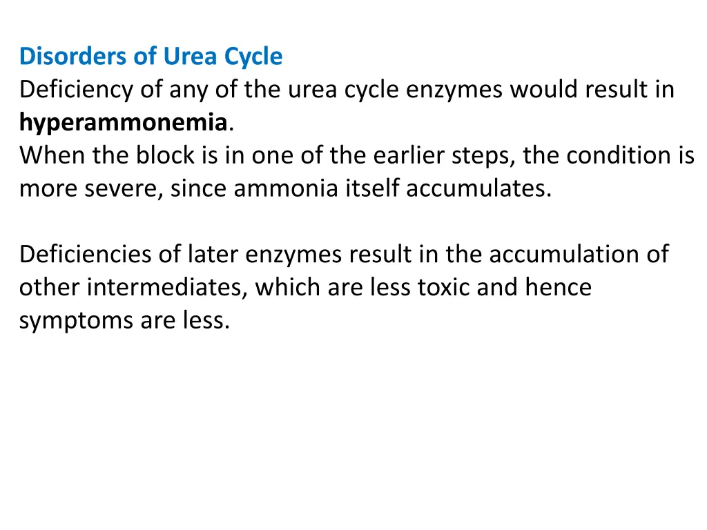 disorders of urea cycle deficiency