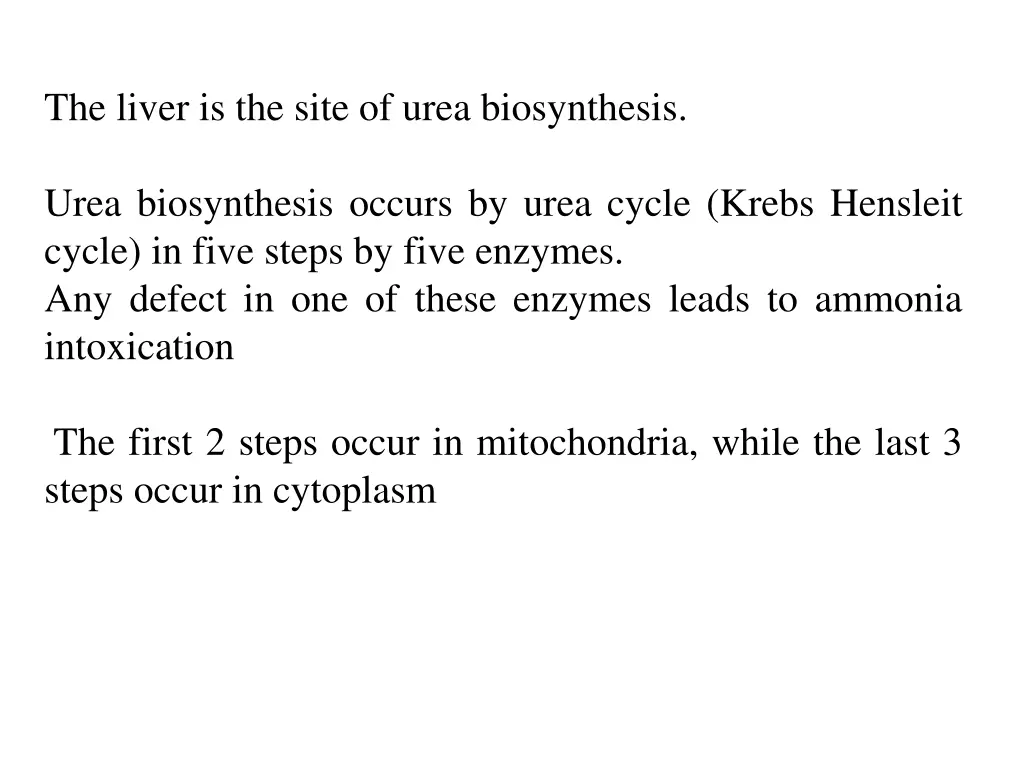 the liver is the site of urea biosynthesis