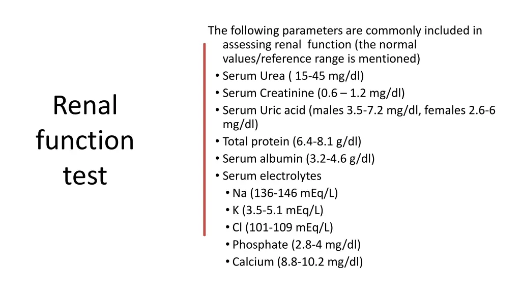 the following parameters are commonly included