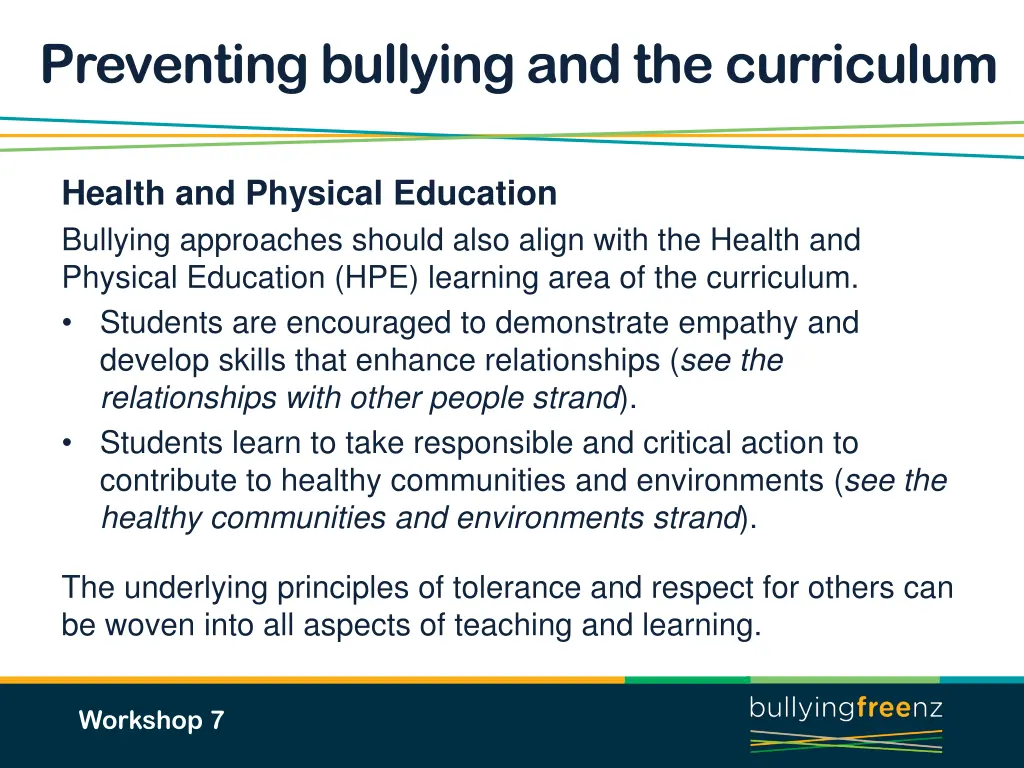 preventing bullying and the curriculum 2