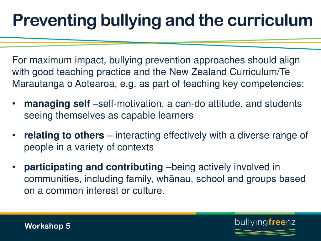 preventing bullying and the curriculum