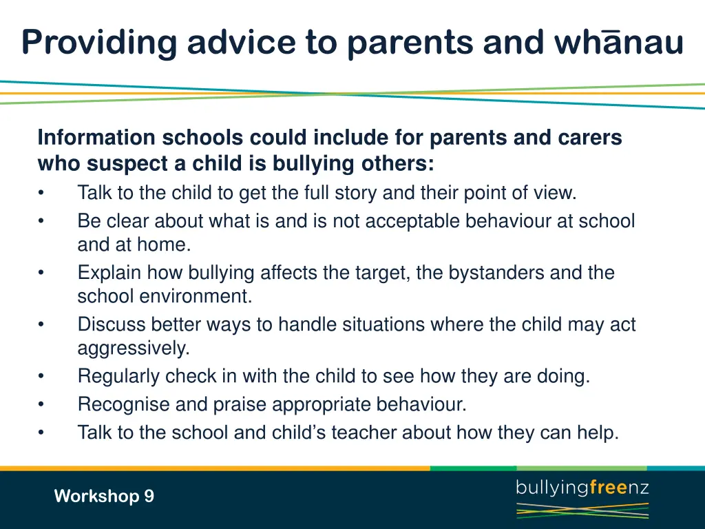 providing advice to parents and whanau 1