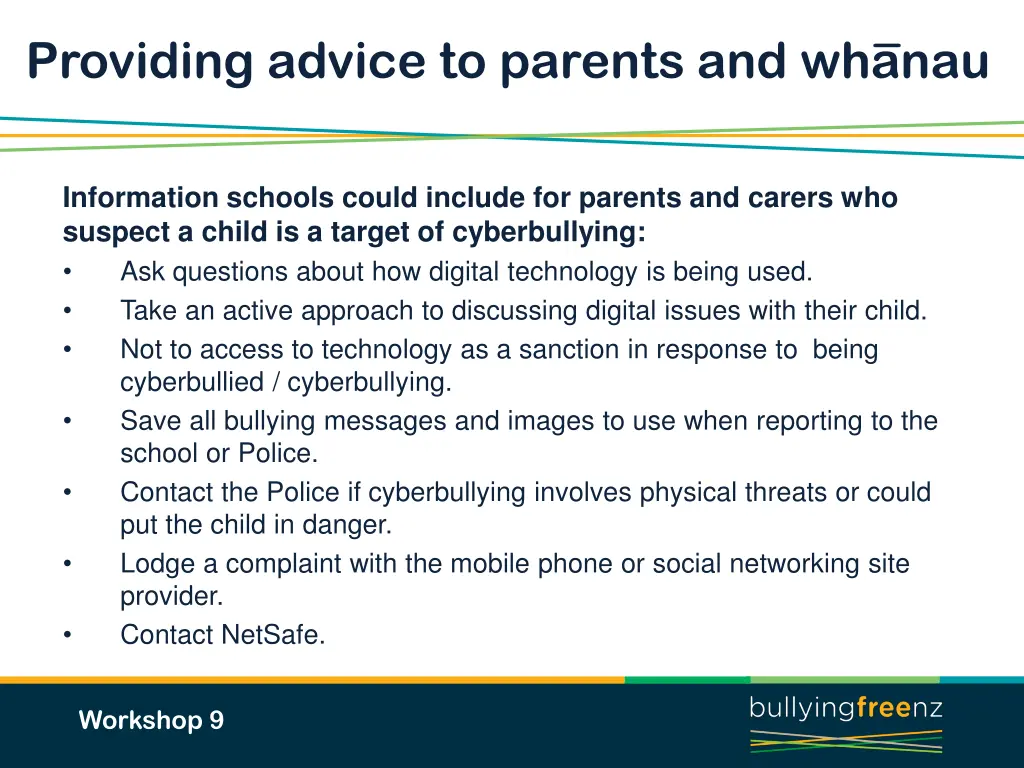 providing advice to parents and whanau 2