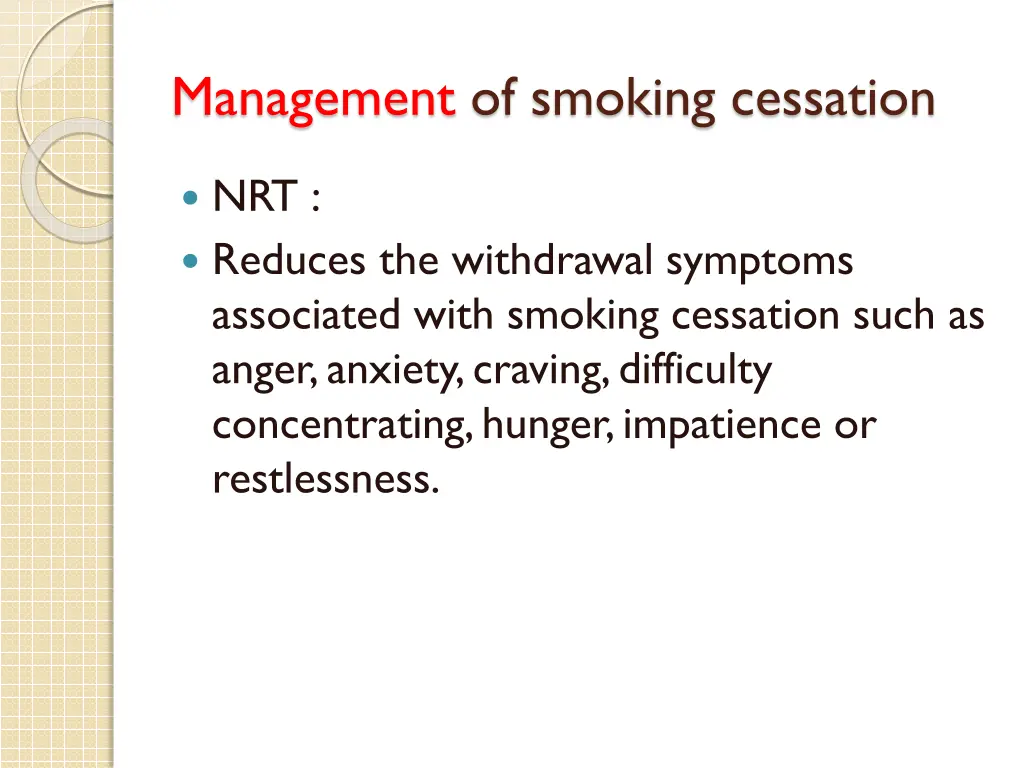 management of smoking cessation 4