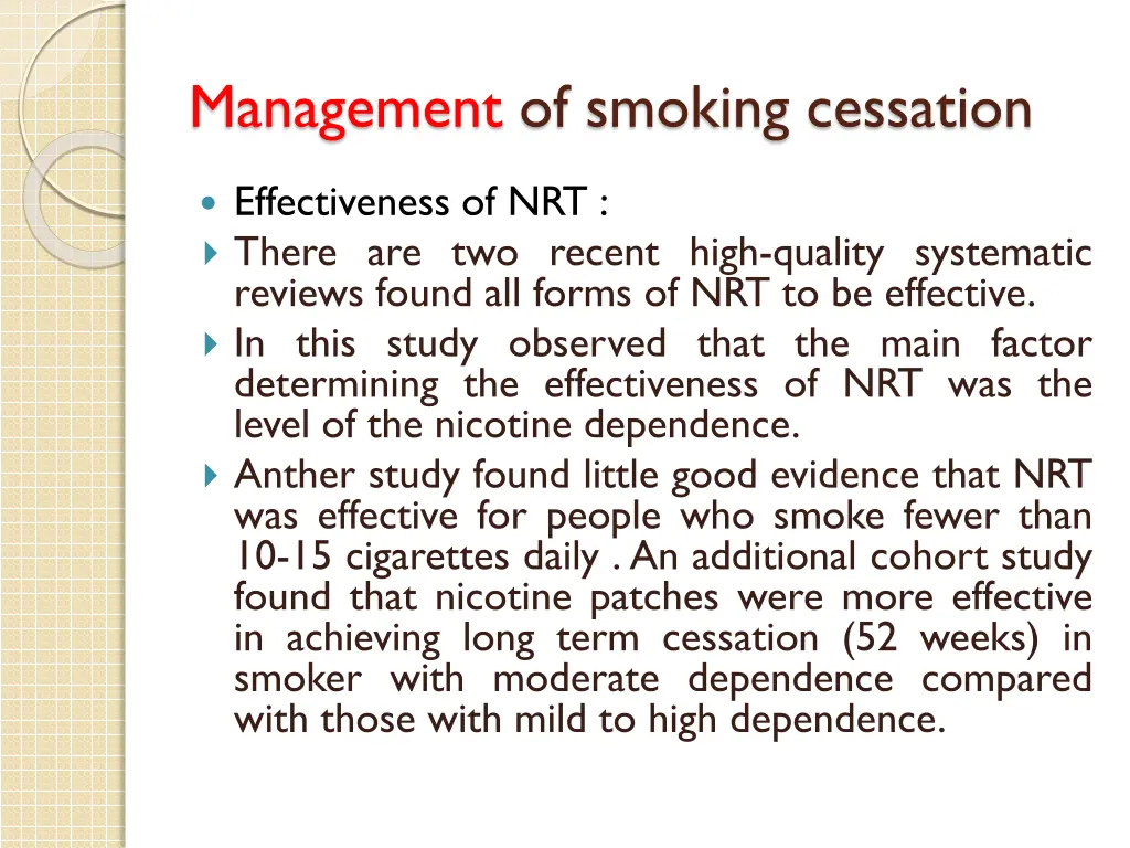 management of smoking cessation 5