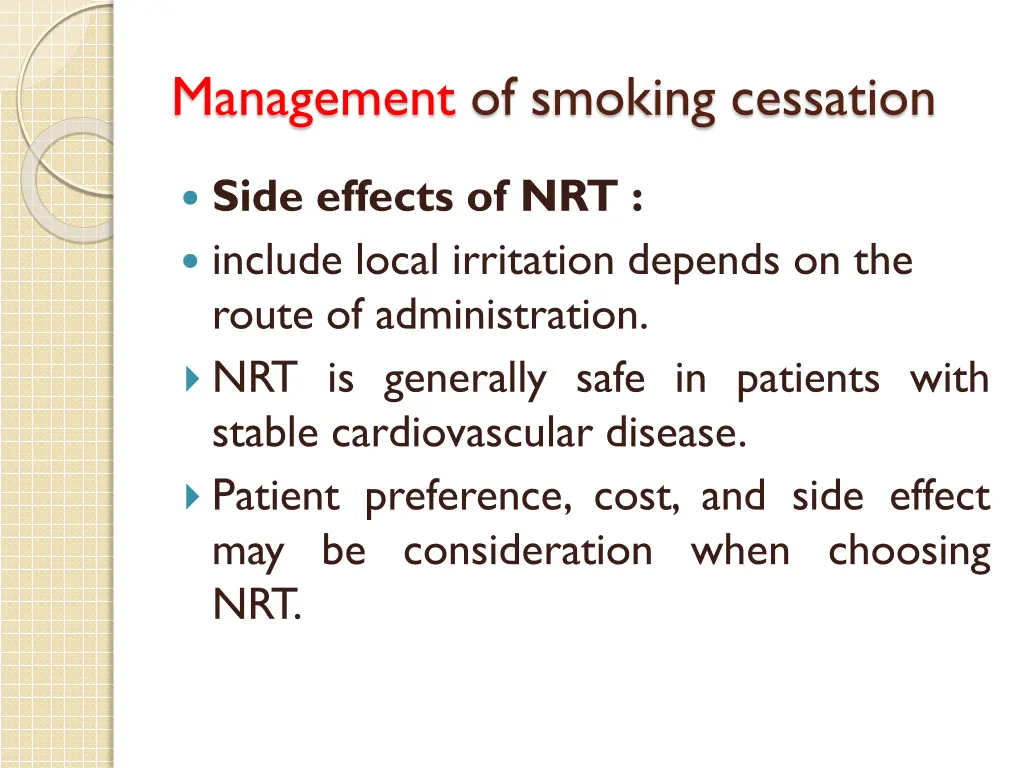 management of smoking cessation 6