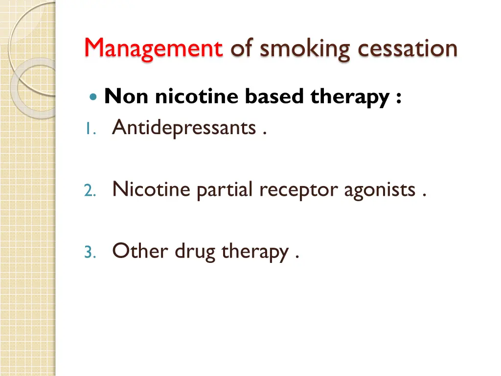 management of smoking cessation 7