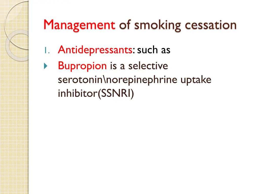 management of smoking cessation 8