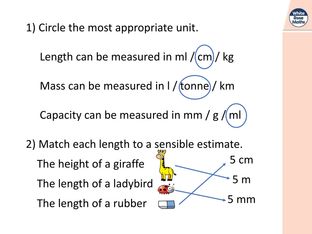 1 circle the most appropriate unit 1