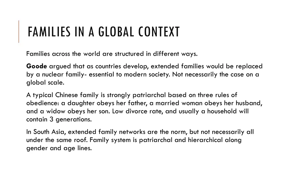 families in a global context