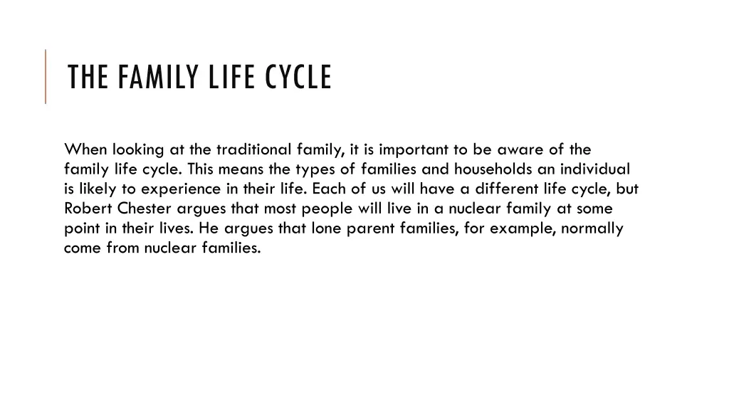 the family life cycle