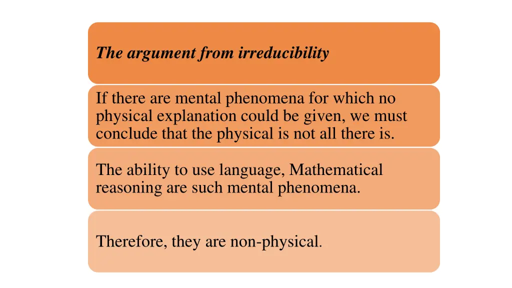 the argument from irreducibility