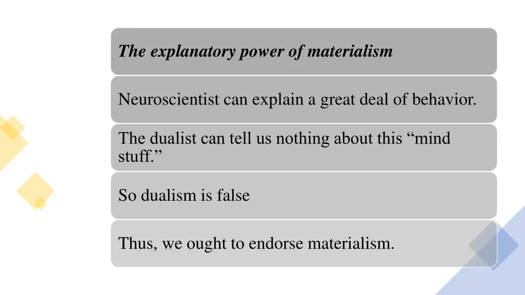 the explanatory power of materialism