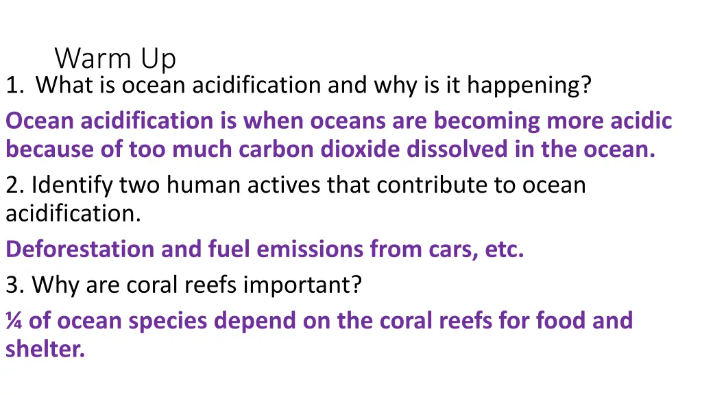 warm up 1 what is ocean acidification