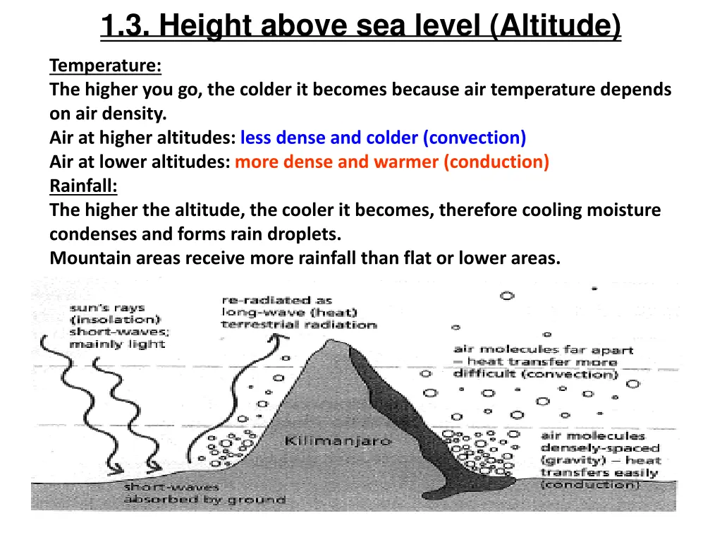 1 3 height above sea level altitude