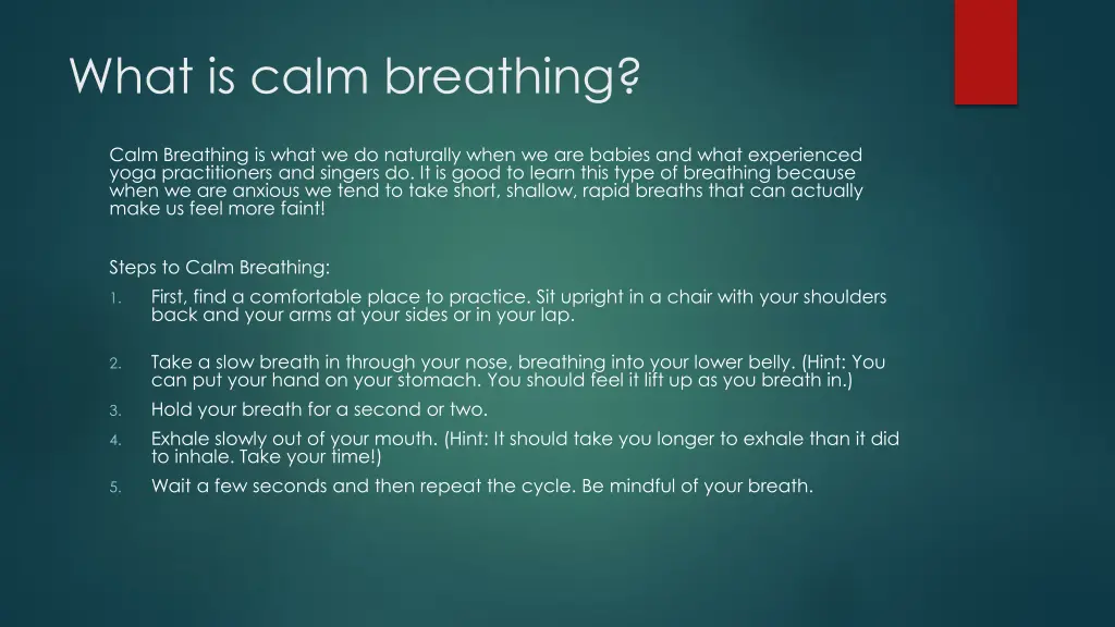 what is calm breathing