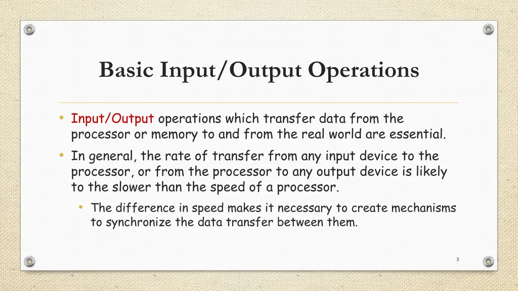 basic input output operations