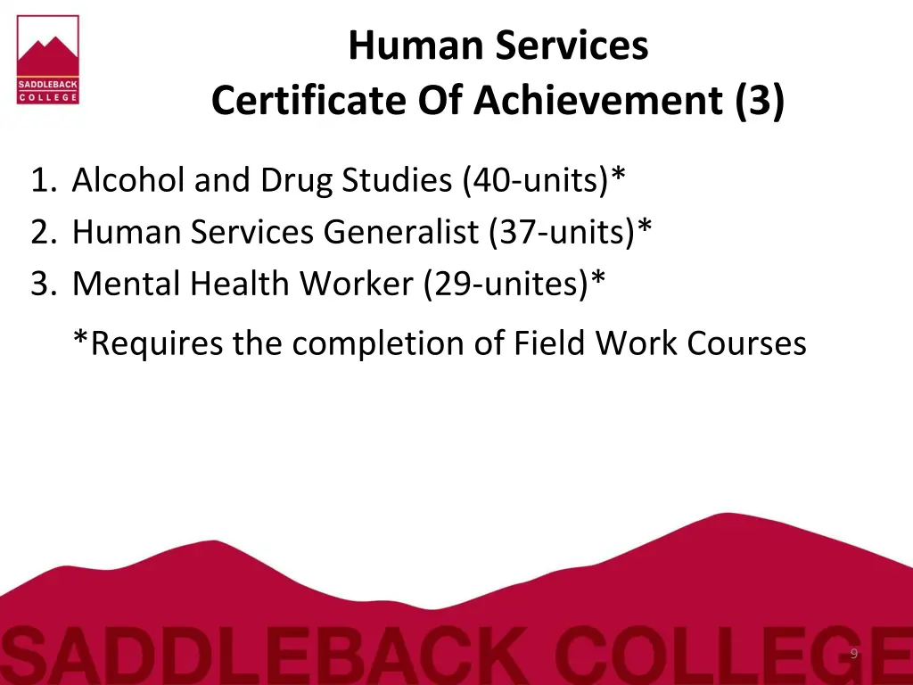 human services certificate of achievement 3