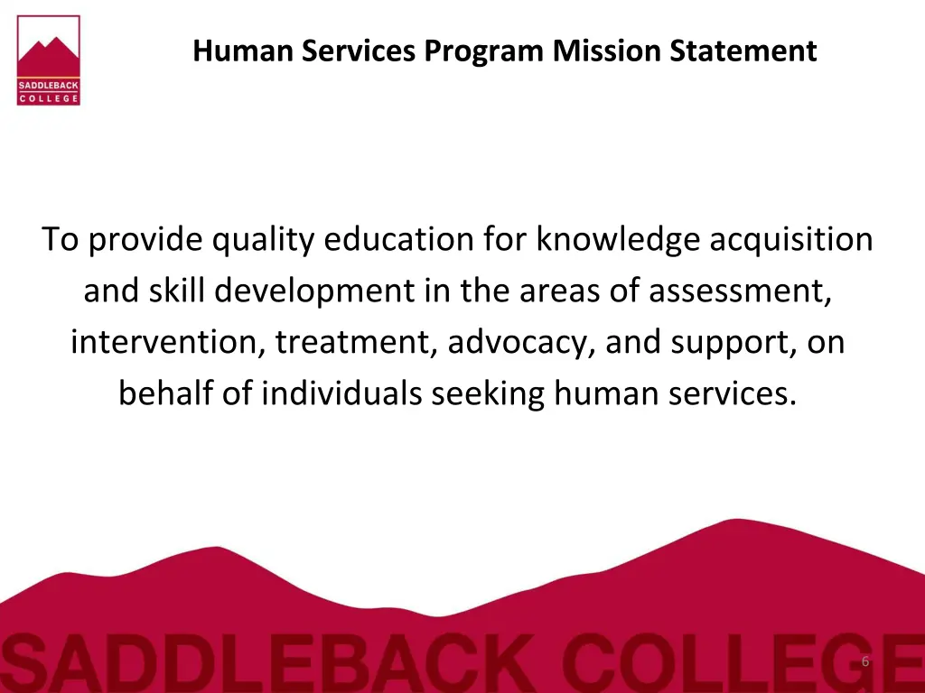 human services program mission statement