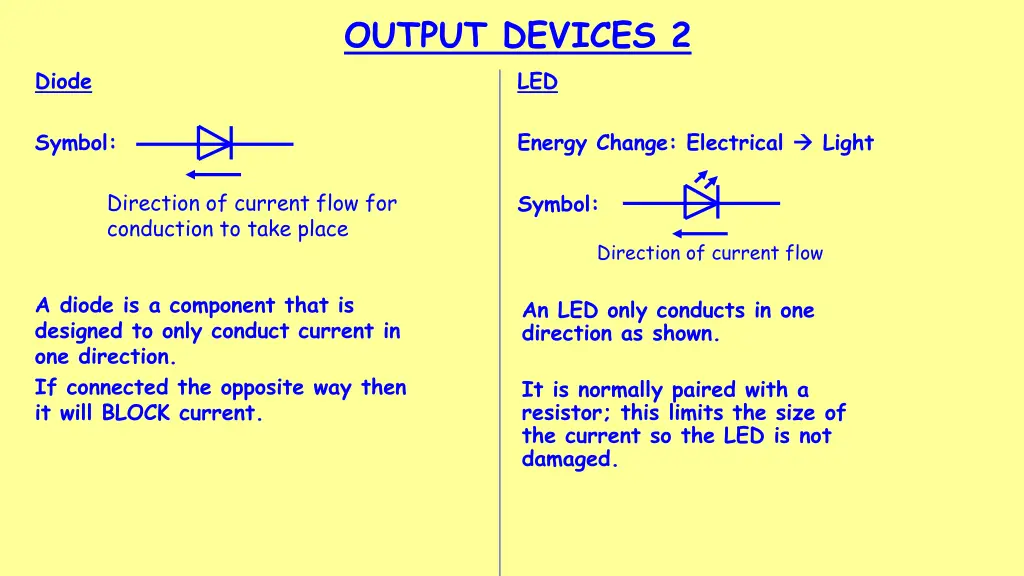 output devices 2 led