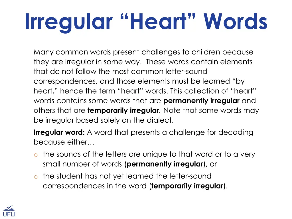 irregular heart words 1