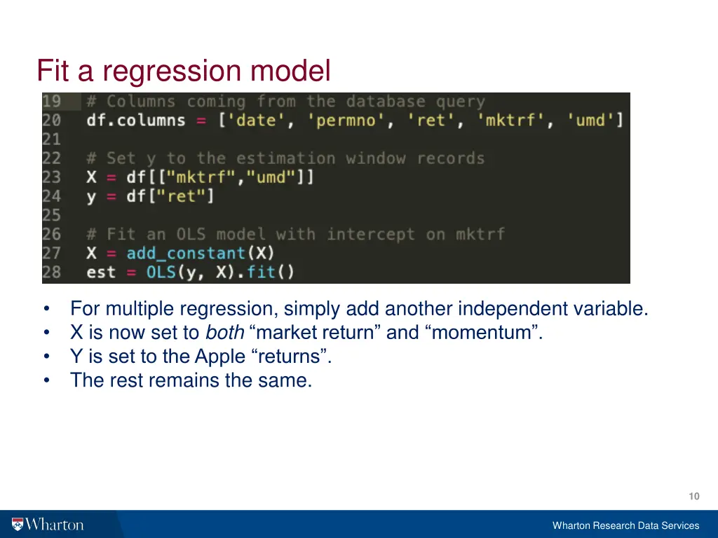 fit a regression model 1