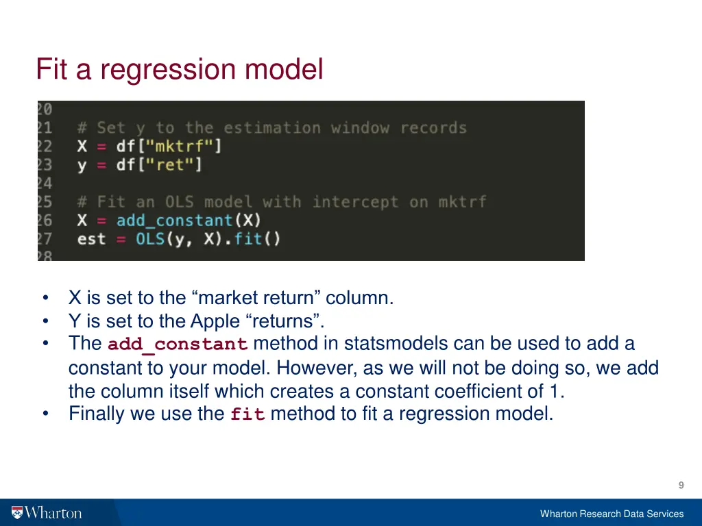 fit a regression model