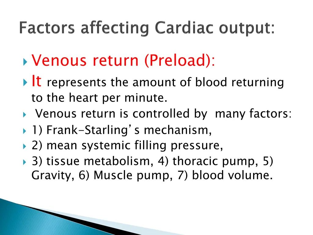 venous return preload it represents the amount