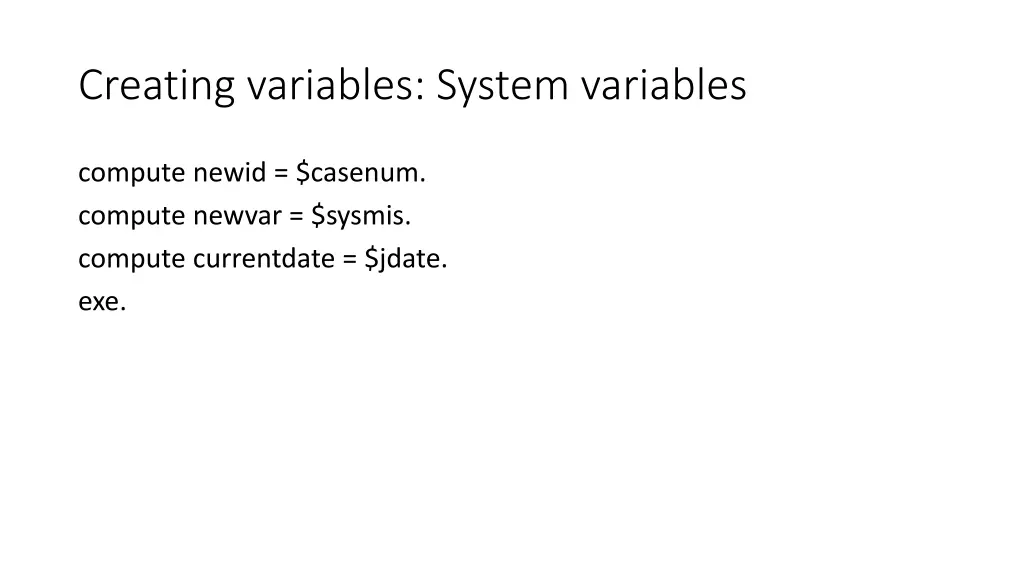 creating variables system variables 2