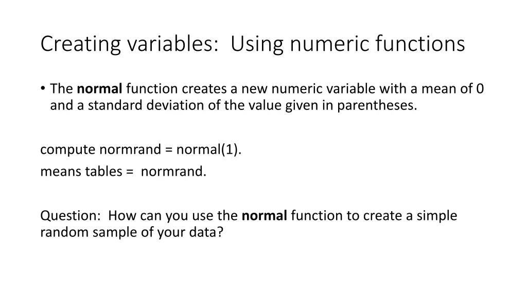 creating variables using numeric functions 1