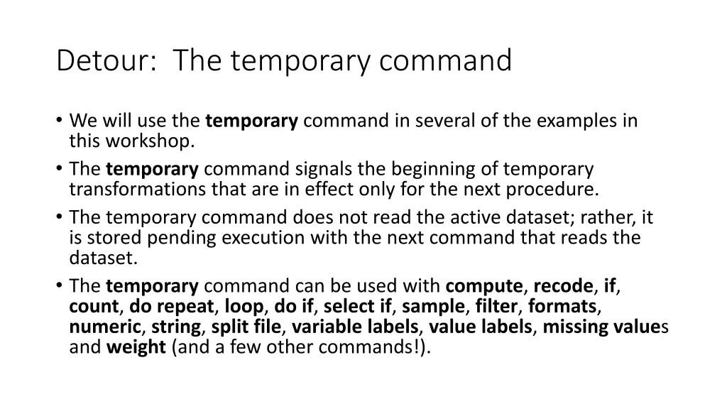 detour the temporary command