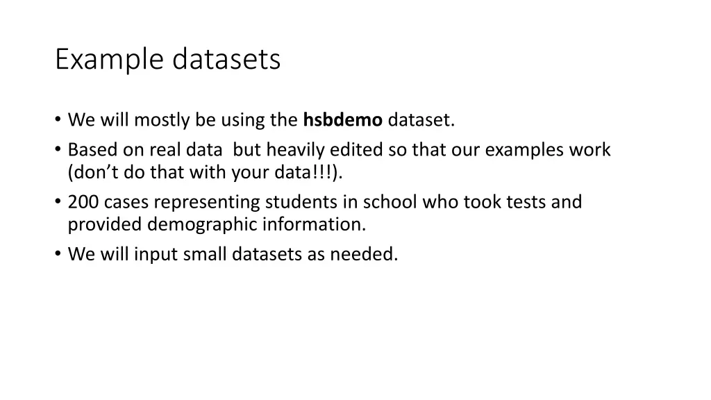 example datasets