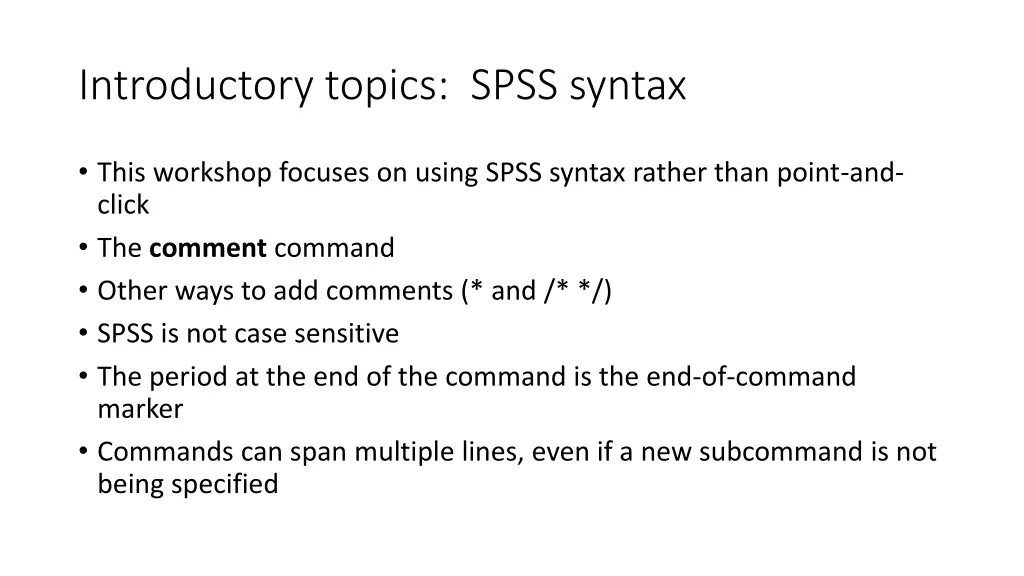 introductory topics spss syntax