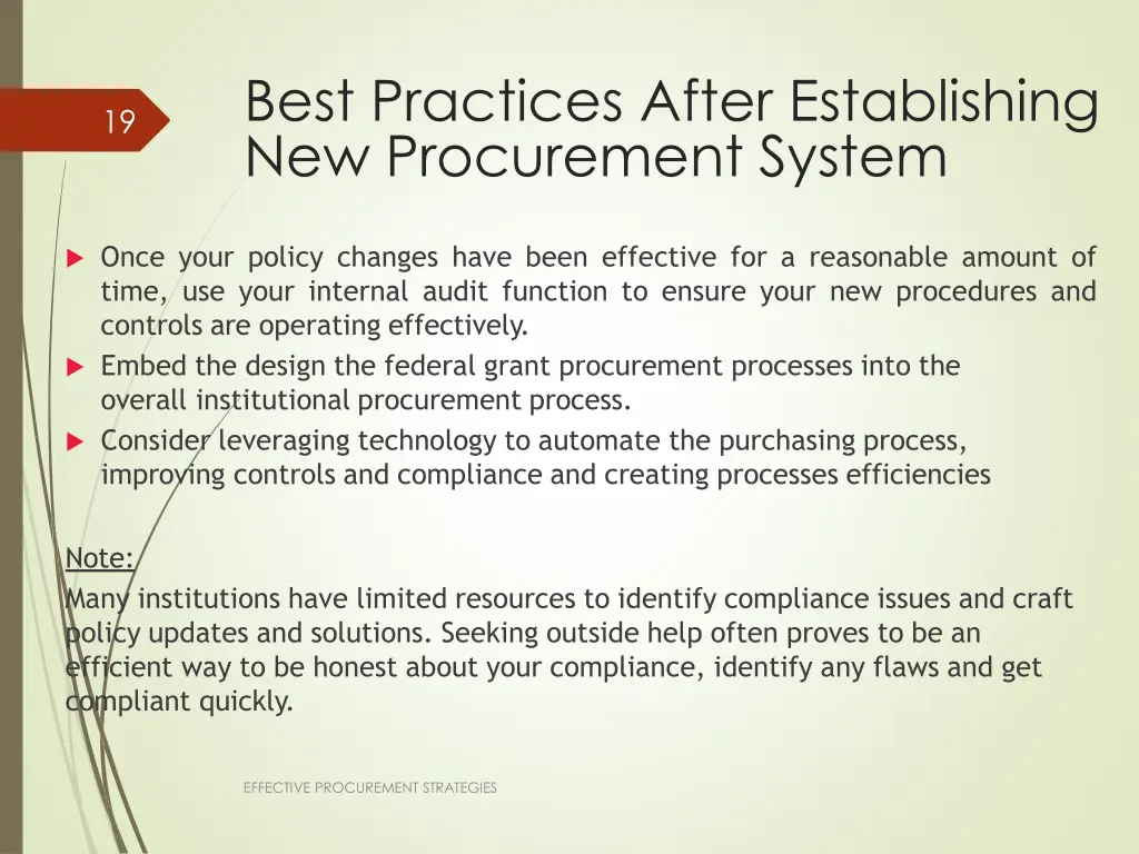 best practices after establishing new procurement