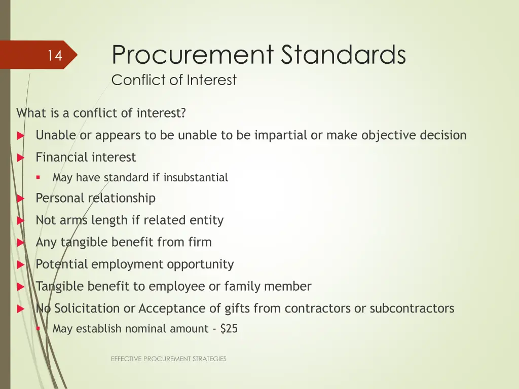 procurement standards conflict of interest