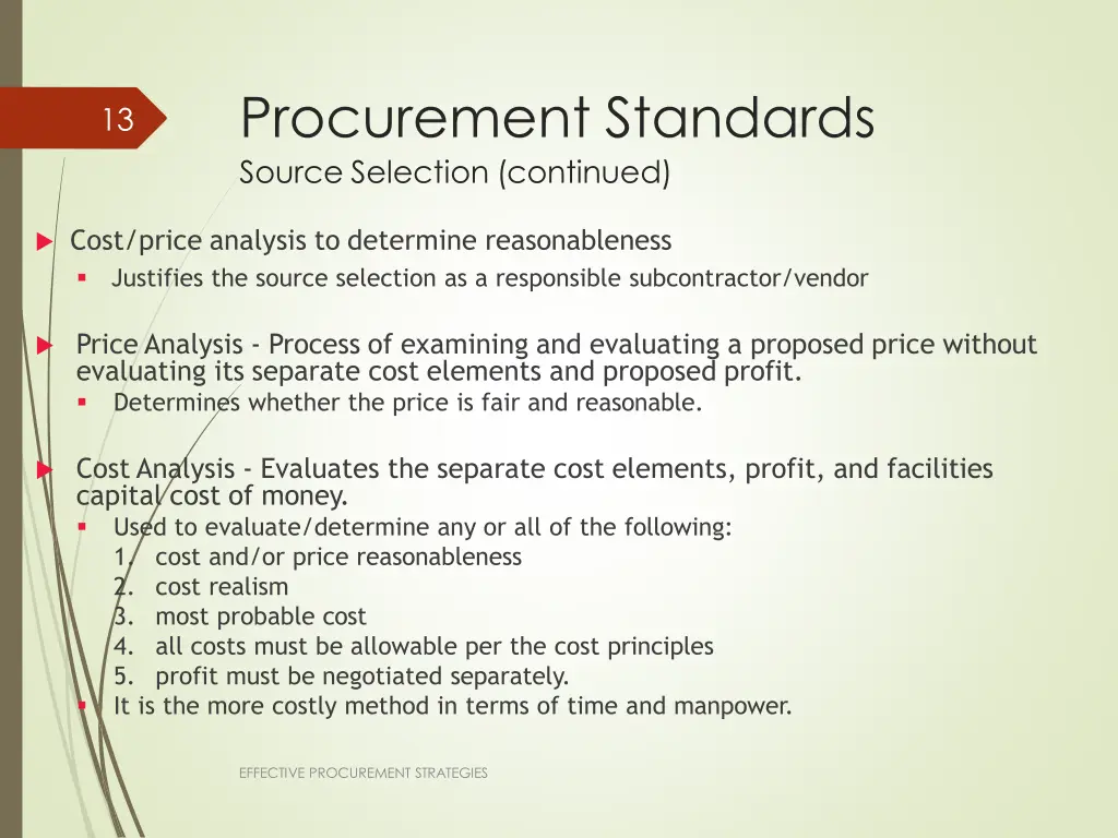 procurement standards source selection continued