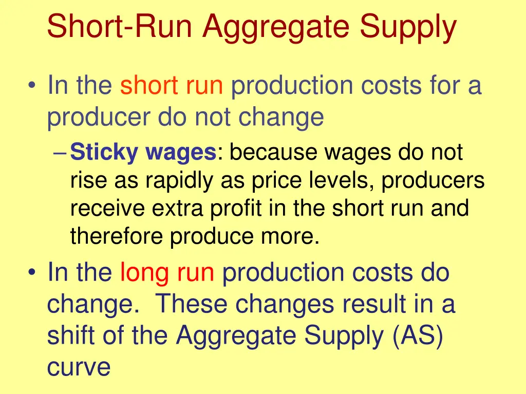 short run aggregate supply 2