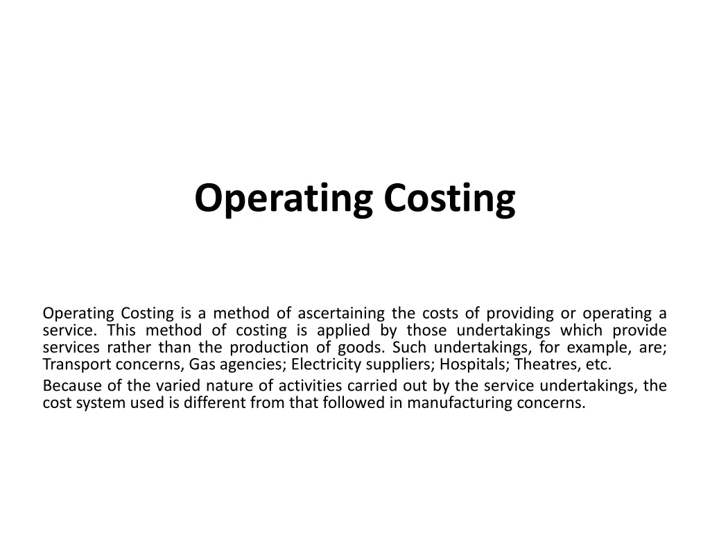 operating costing 1