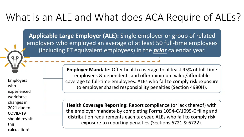 what is an ale and what does aca require of ales