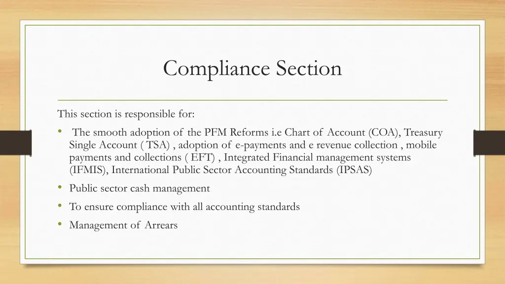 compliance section