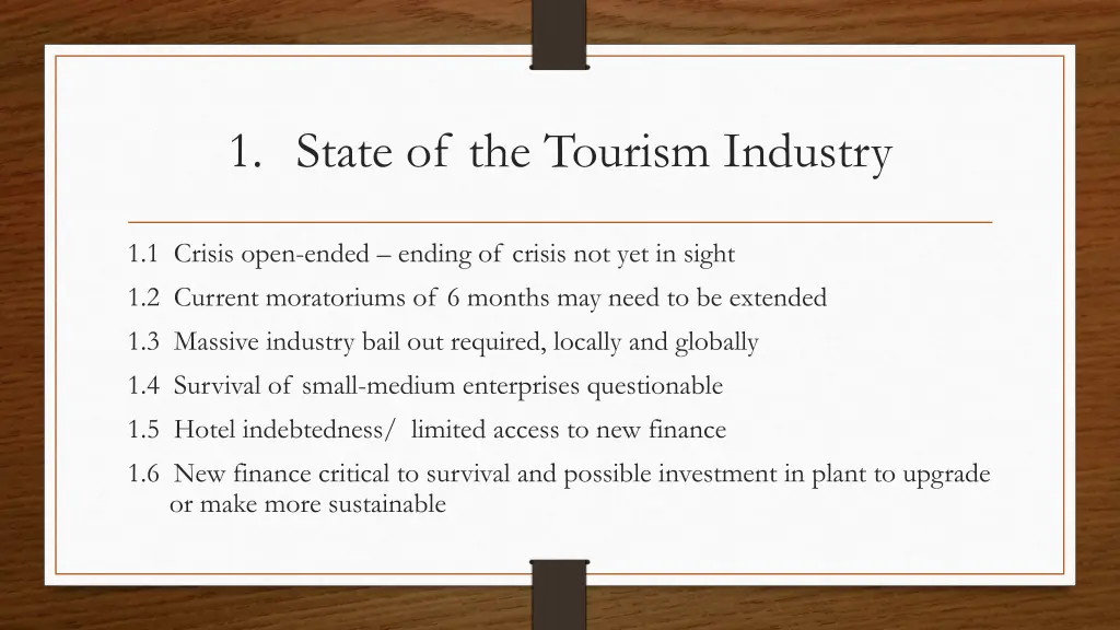 1 state of the tourism industry