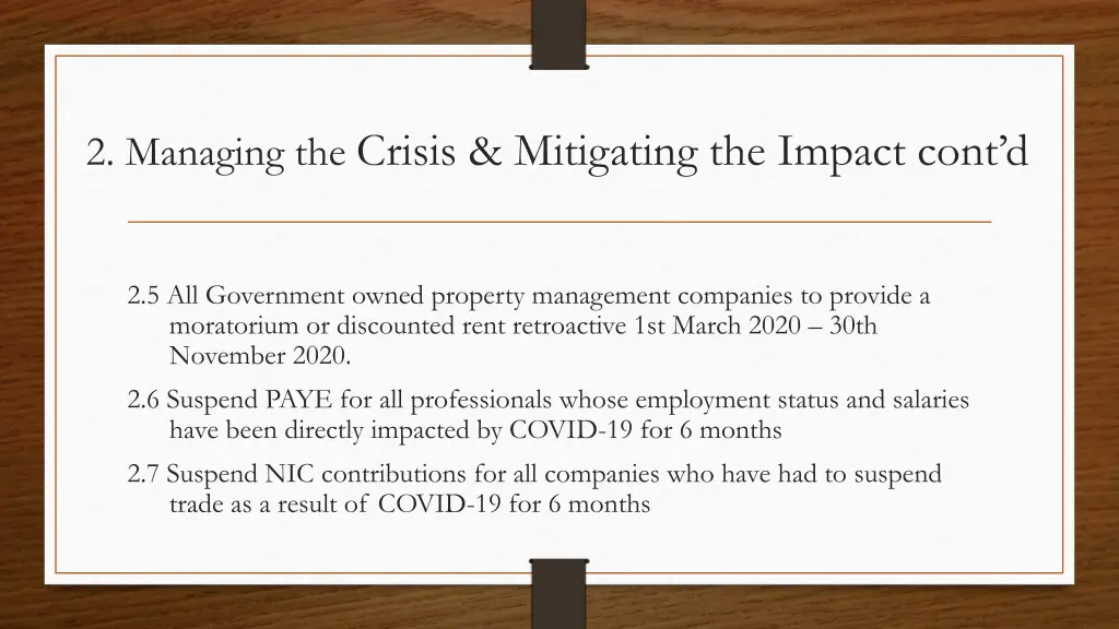 2 managing the crisis mitigating the impact cont d