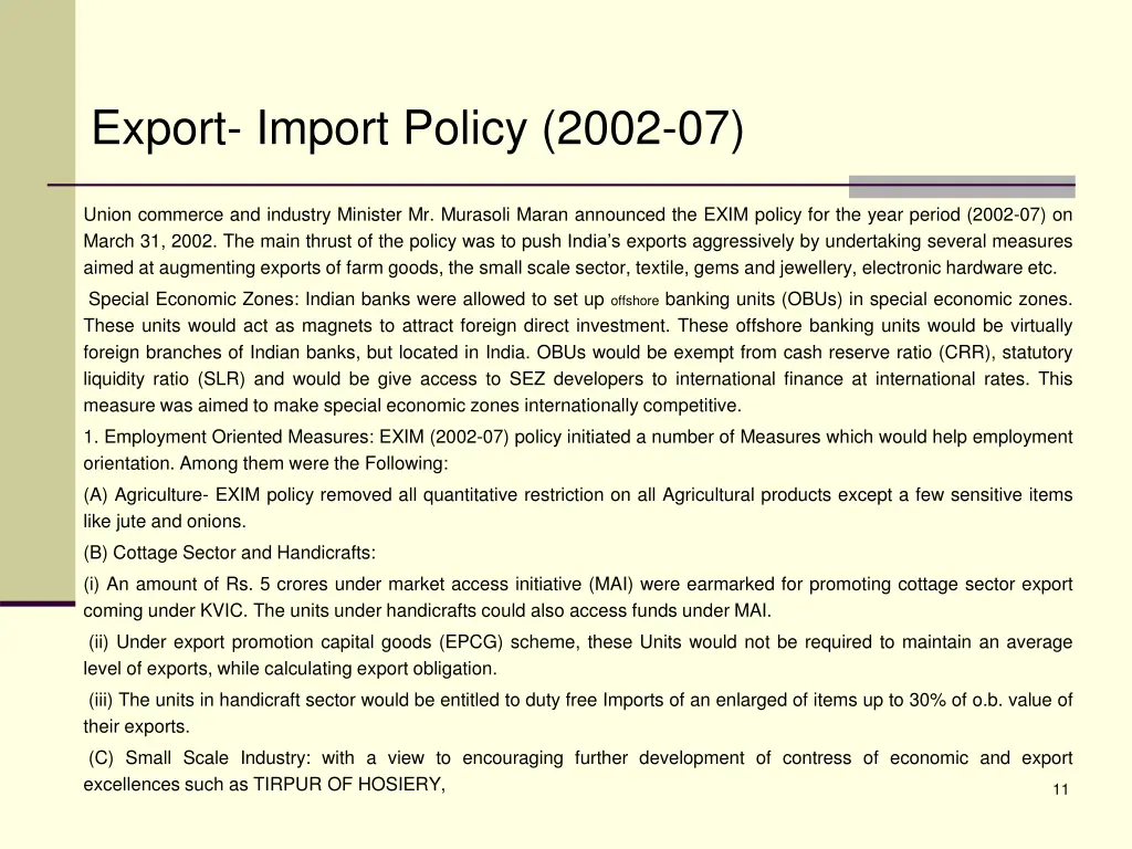 export import policy 2002 07