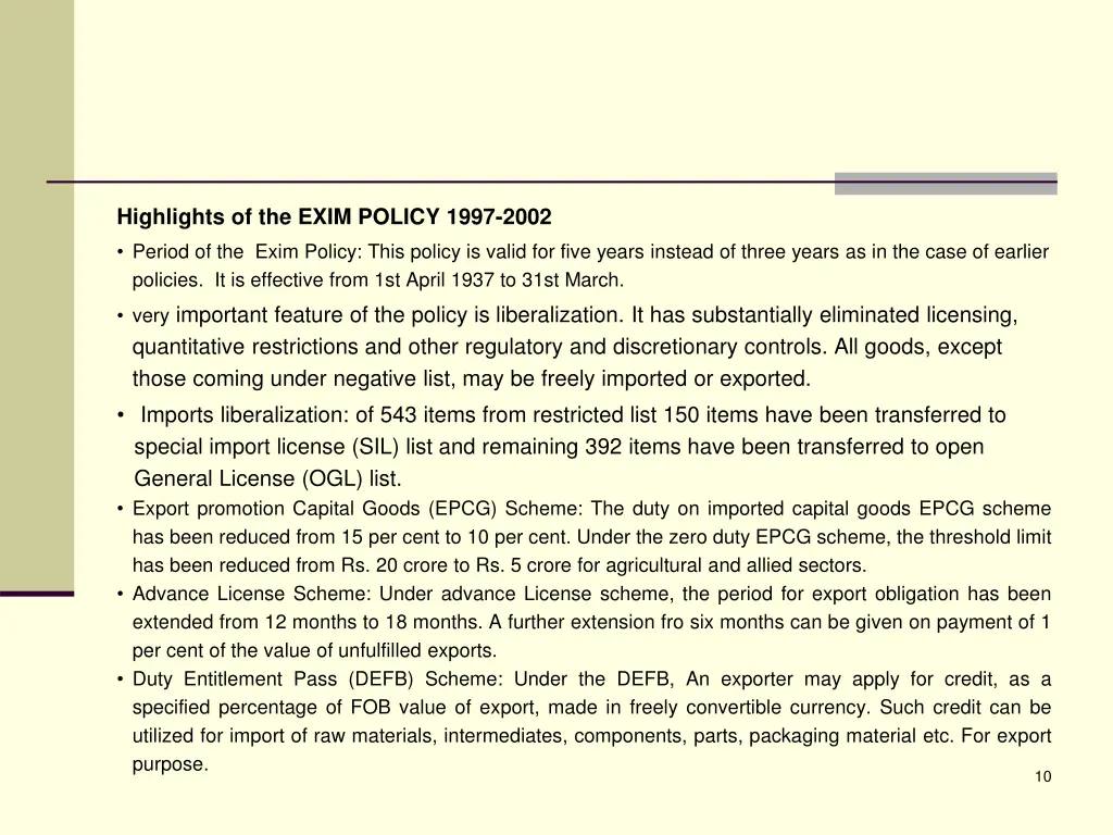 highlights of the exim policy 1997 2002