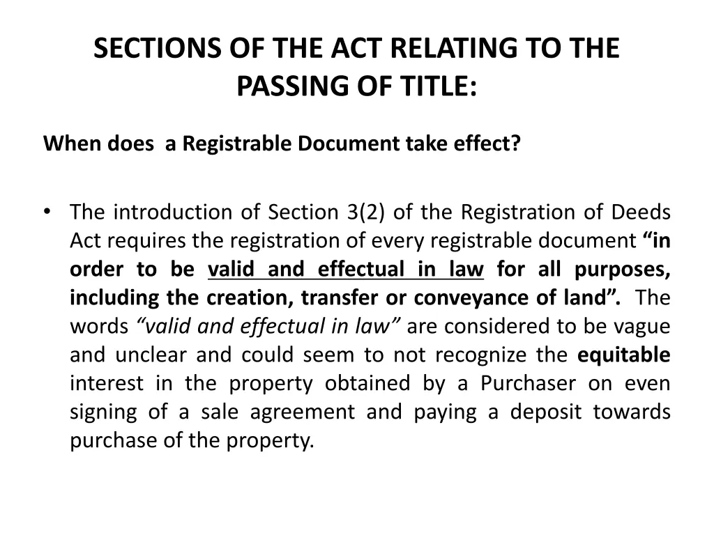 sections of the act relating to the passing 2