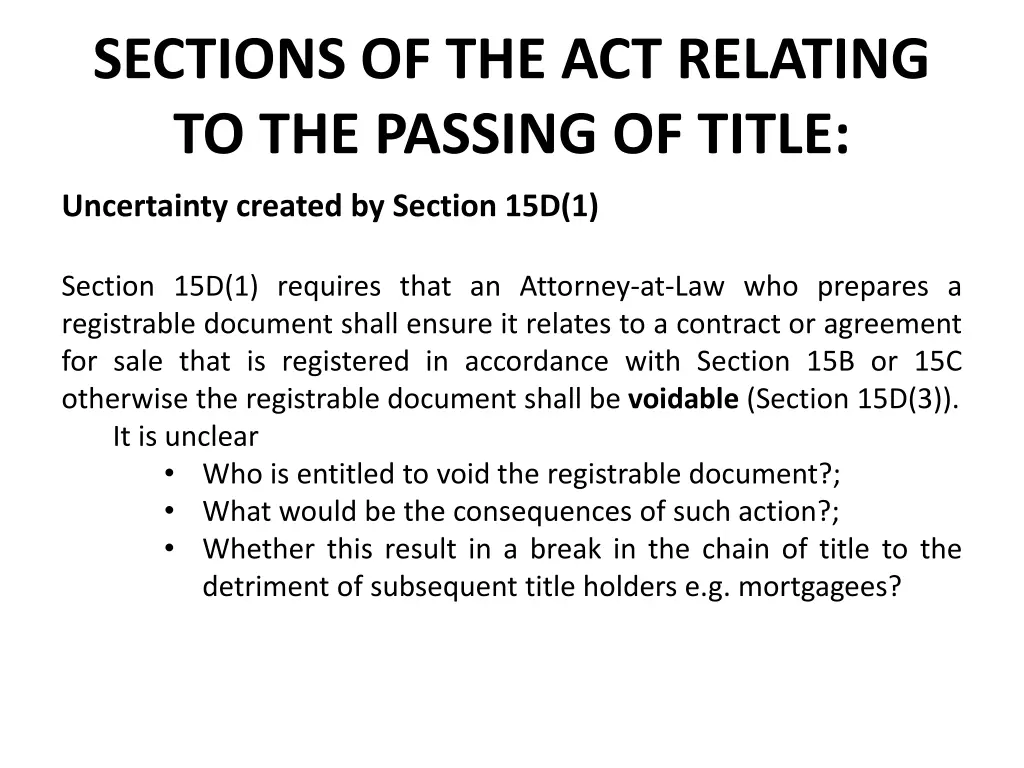 sections of the act relating to the passing 3