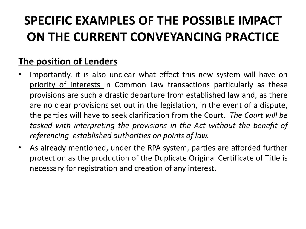 specific examples of the possible impact 11