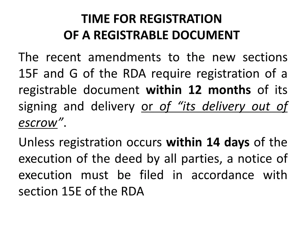 time for registration of a registrable document