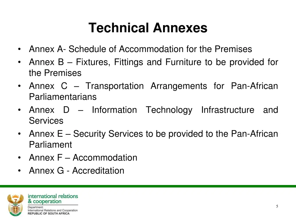 technical annexes