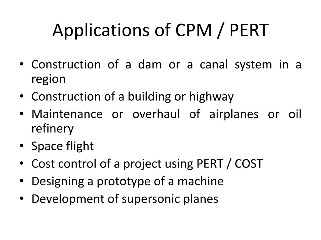 applications of cpm pert